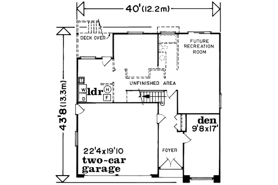 Floor Plan - Main Floor for European House Plan #47-584 - 3 bed, 2 bath