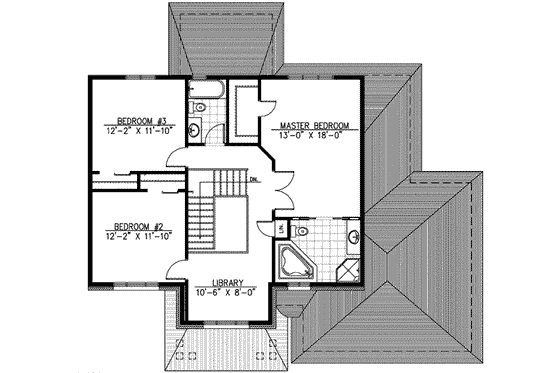 Floor Plan - Upper Floor for European House Plan #138-142 - 3 bed, 2.5 bath