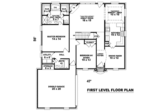 Floor Plan - Main Floor for European House Plan #81-794 - 3 bed, 3 bath