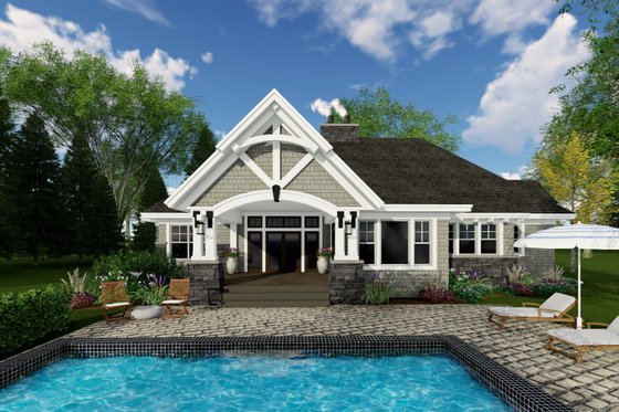 Exterior - Rear Elevation for Craftsman House Plan #51-573 - 4 bed, 3 bath