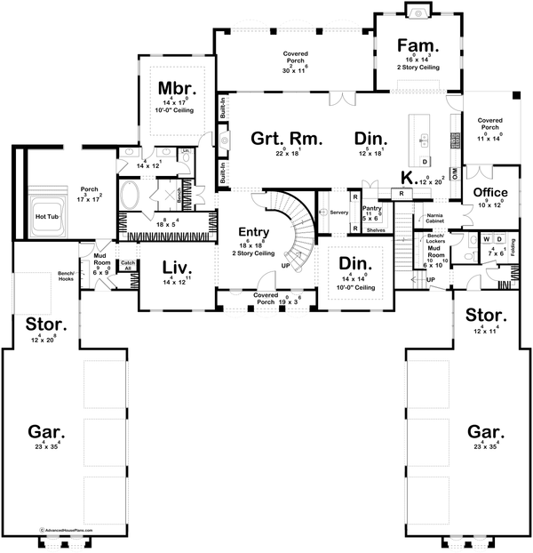 Mediterranean Floor Plan - Main Floor Plan #455-524