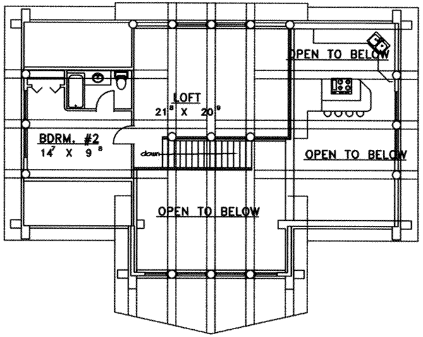 House Design - Log Floor Plan - Upper Floor Plan #117-126