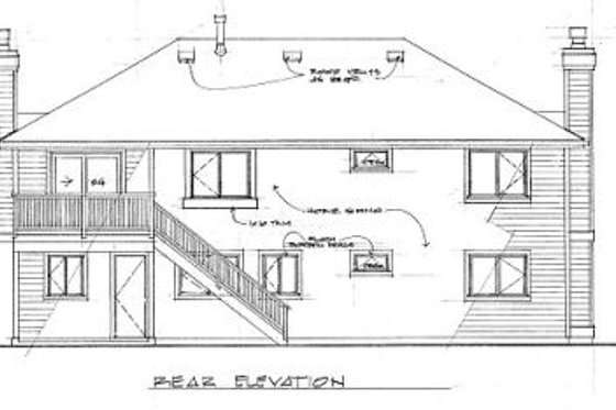 Exterior - Rear Elevation for Traditional House Plan #47-244 - 3 bed, 2 bath