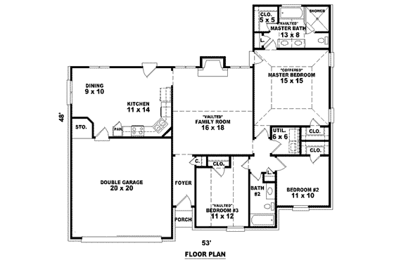 Floor Plan - Main Floor for European House Plan #81-767 - 3 bed, 2 bath