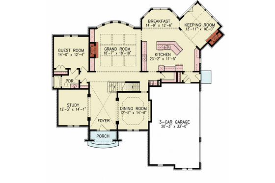 Floor Plan - Main Floor for Traditional House Plan #54-704 - 5 bed, 4 bath