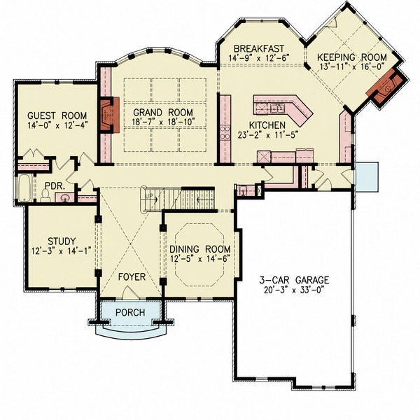 Floor Plan - Main Floor for Traditional House Plan #54-704 - 5 bed, 4 bath