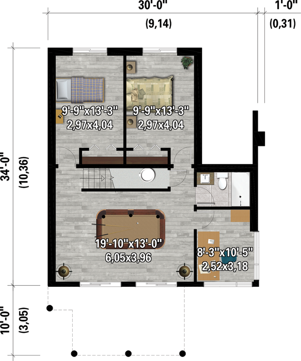 House Plan Design - Cottage Floor Plan - Lower Floor Plan #25-4930