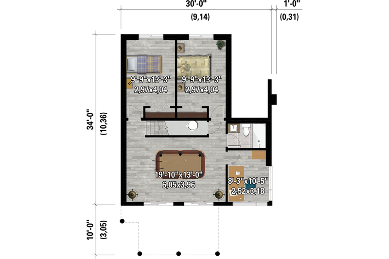 Dream House Plan - Floor Plan - Lower Floor for Modern House Plan #25-4930 - 3 bed, 2 bath