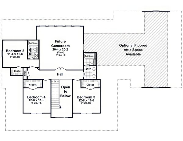 Dream House Plan - Floor Plan - Upper Floor for Farmhouse House Plan #21-658 - 4 bed, 3.5 bath