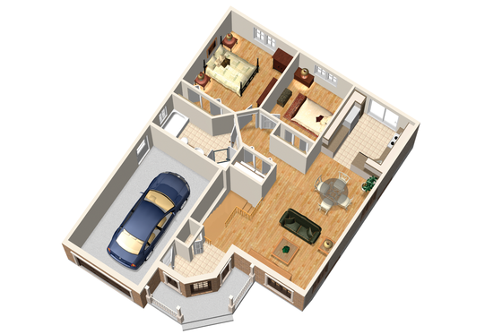 Floor Plan - Main Floor 1 for Traditional House Plan #25-4442 - 2 bed, 1 bath