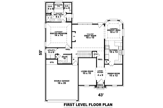 Floor Plan - Main Floor for European House Plan #81-13668 - 3 bed, 3 bath