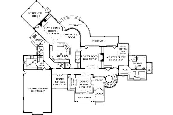 Floor Plan - Main Floor for European House Plan #453-23 - 6 bed, 5.5 bath