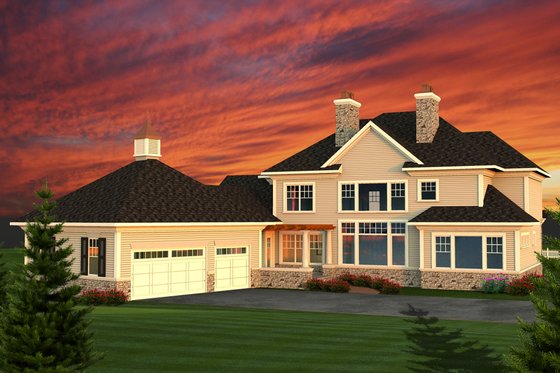 Exterior - Rear Elevation for Colonial House Plan #70-1144 - 4 bed, 3.5 bath