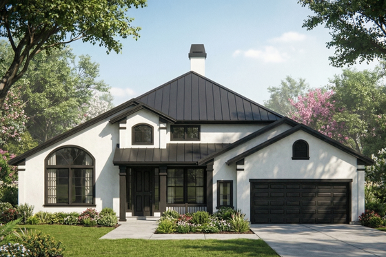 Exterior - Front Elevation for Mediterranean House Plan #515-68 - 3 bed, 2.5 bath