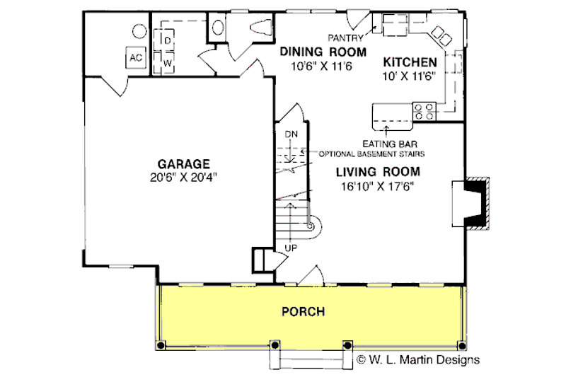 Home Plan - Floor Plan - Main Floor for Country House Plan #20-302 - 3 bed, 2.5 bath