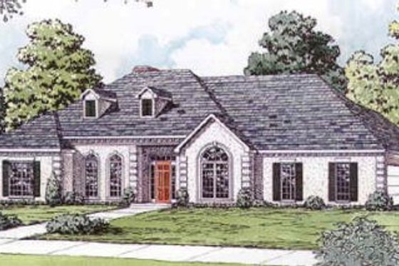 Exterior - Front Elevation for European House Plan #16-171 - 4 bed, 3.5 bath