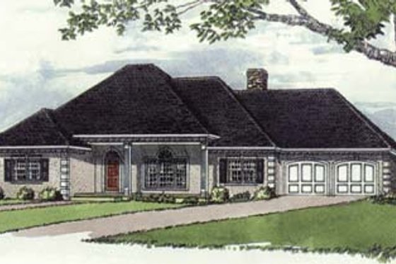 Exterior - Front Elevation for European House Plan #16-134 - 3 bed, 2 bath