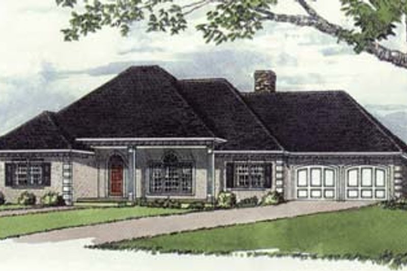 European Style House Plan - 3 Beds 2 Baths 1789 Sq/Ft Plan #16-134