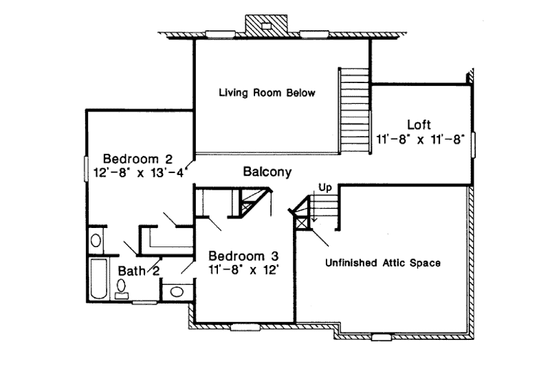 Home Plan - Floor Plan - Upper Floor for European House Plan #410-211 - 3 bed, 2.5 bath