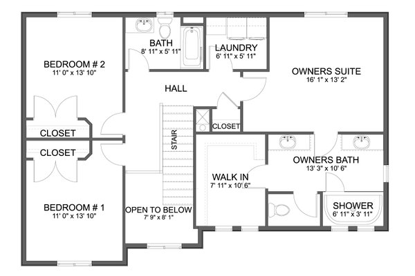 Farmhouse Floor Plan - Upper Floor Plan #1060-407