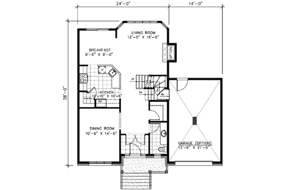 Floor Plan - Main Floor for European House Plan #138-230 - 3 bed, 1.5 bath