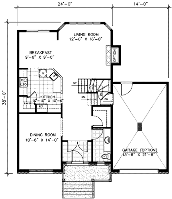 Floor Plan - Main Floor for European House Plan #138-230 - 3 bed, 1.5 bath