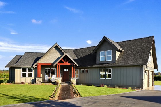 Exterior - Front Elevation 3 for Craftsman House Plan #1070-15 - 3 bed, 2.5 bath