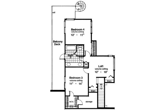 Floor Plan - Upper Floor for European House Plan #417-370 - 4 bed, 3 bath