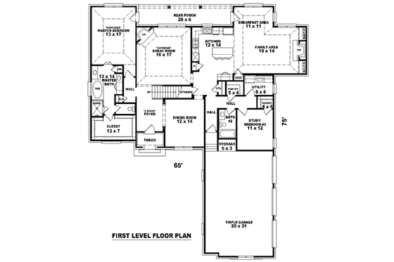 Floor Plan - Main Floor for European House Plan #81-1171 - 3 bed, 3 bath