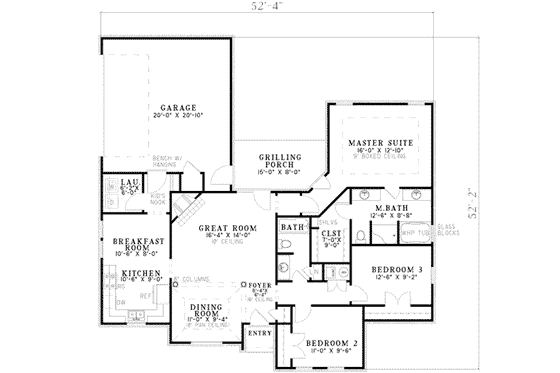 Floor Plan - Main Floor for Traditional House Plan #17-2125 - 3 bed, 2 bath