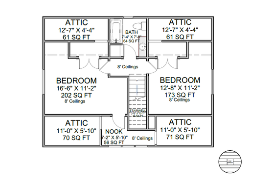 Floor Plan - Upper Floor for Cottage House Plan #1116-23 - 3 bed, 2 bath