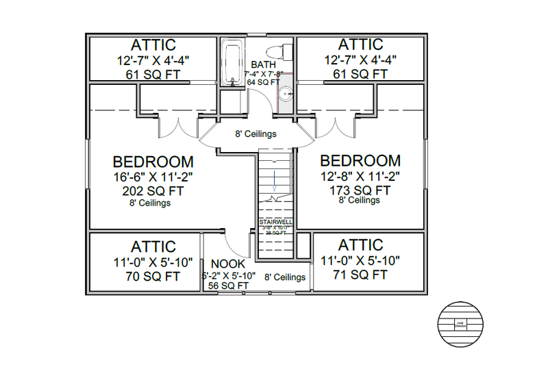 Dream House Plan - Floor Plan - Upper Floor for Cottage House Plan #1116-23 - 3 bed, 2 bath