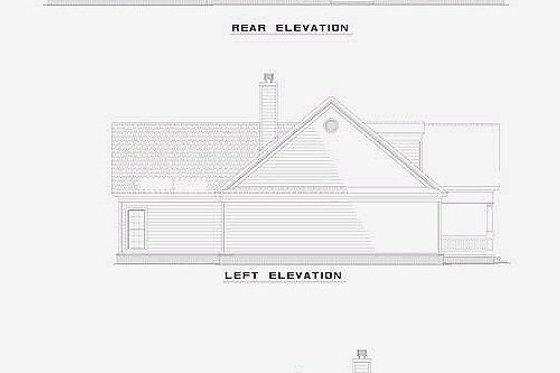 Exterior - Rear Elevation for Southern House Plan #17-536 - 3 bed, 2 bath
