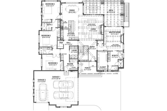 Floor Plan - Main Floor for Farmhouse House Plan #1069-20 - 4 bed, 3 bath