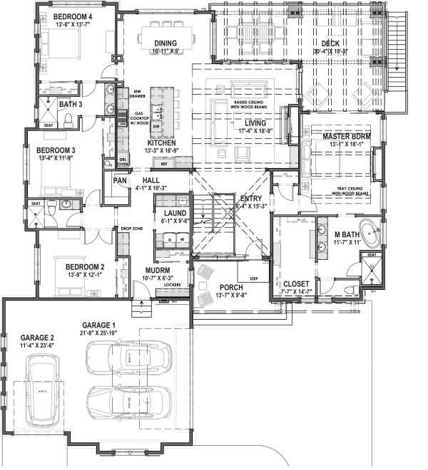 Architectural House Design - Farmhouse Floor Plan - Main Floor Plan #1069-20