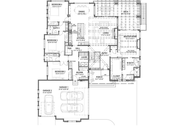 Home Plan - Floor Plan - Main Floor for Farmhouse House Plan #1069-20 - 4 bed, 3 bath