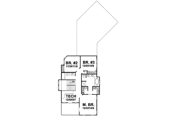 Floor Plan - Upper Floor for Colonial House Plan #50-252 - 3 bed, 2.5 bath