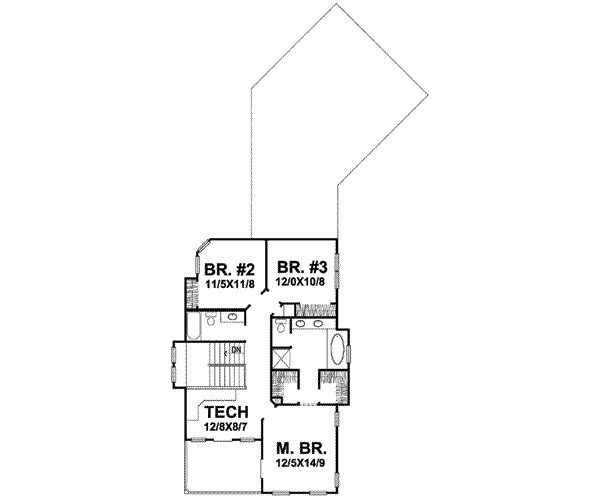 Colonial Floor Plan - Upper Floor Plan #50-252