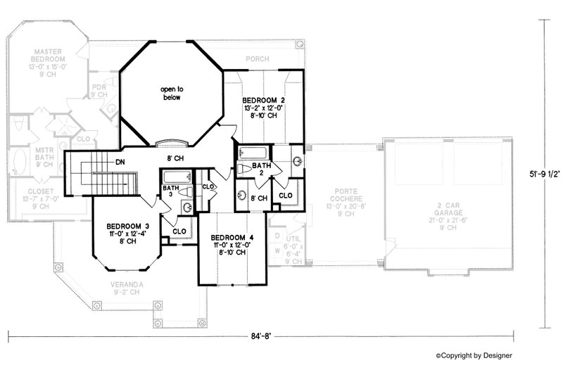 Architectural House Design - Floor Plan - Upper Floor for Victorian House Plan #20-938 - 4 bed, 3.5 bath