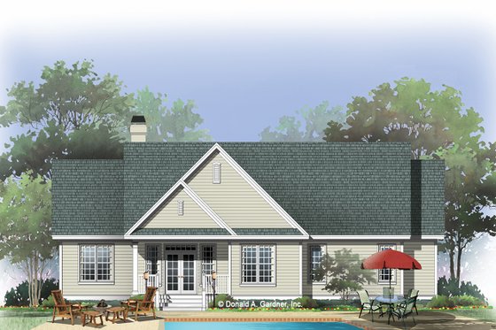 Exterior - Rear Elevation for Traditional House Plan #929-880 - 3 bed, 2 bath