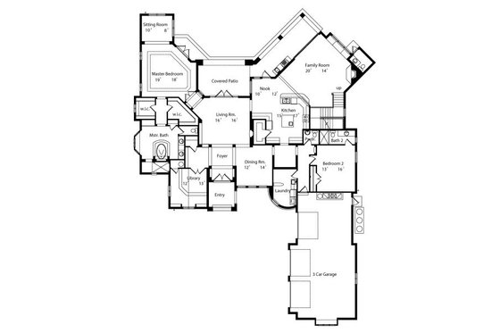 Floor Plan - Main Floor for European House Plan #417-428 - 4 bed, 4.5 bath