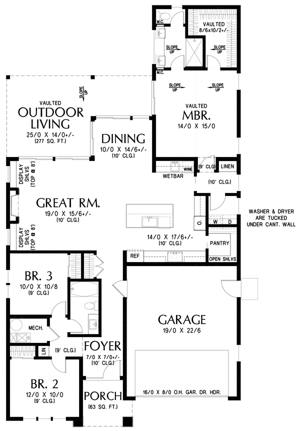 Home Plan - Floor Plan - Main Floor for Contemporary House Plan #48-1235 - 3 bed, 2 bath