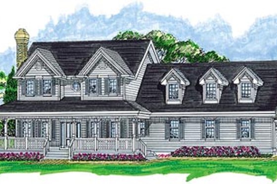 Exterior - Front Elevation for Country House Plan #47-374 - 4 bed, 3 bath
