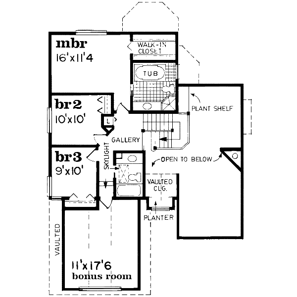 Traditional Floor Plan - Upper Floor Plan #47-578