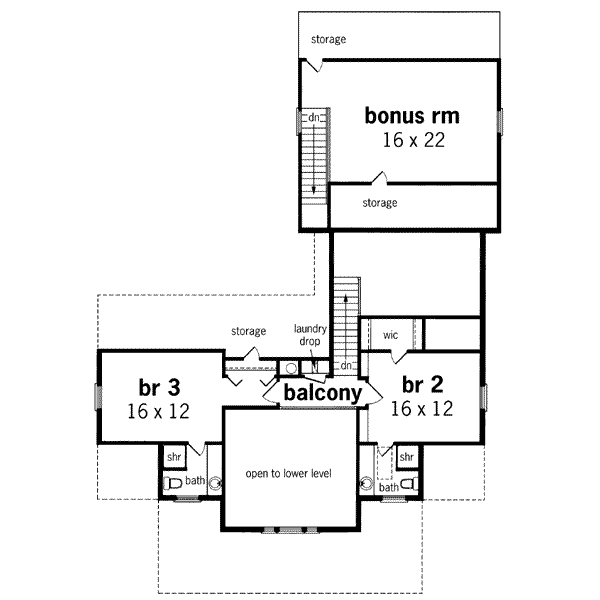 Southern Floor Plan - Upper Floor Plan #45-278