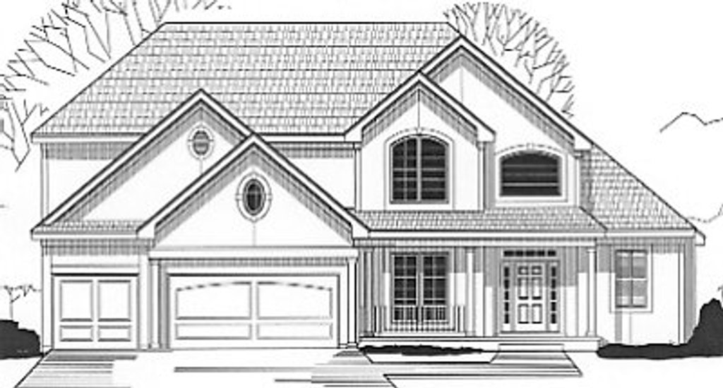 Exterior - Front Elevation 2 for Traditional House Plan #67-446 - 4 bed, 3.5 bath