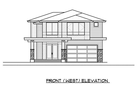 Exterior - Front Elevation 4 for Contemporary House Plan #1066-50 - 4 bed, 3.5 bath