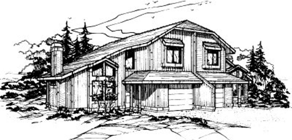 Exterior - Front Elevation 2 for Traditional House Plan #303-248 - 2 bed, 2 bath