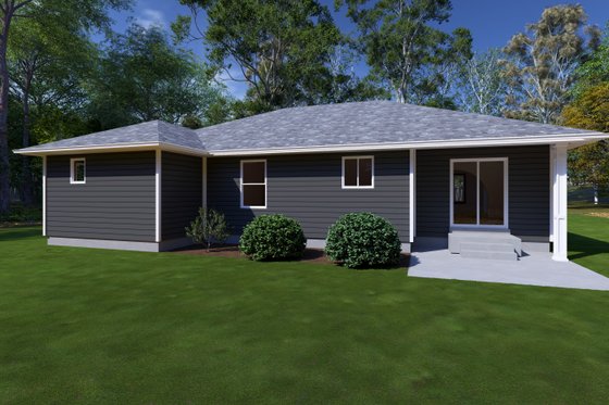 Exterior - Rear Elevation for Craftsman House Plan #1111-25 - 2 bed, 2 bath