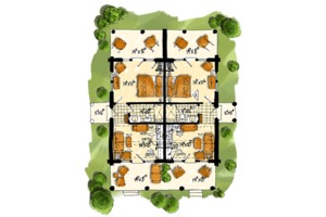Floor Plan - Main Floor for Log House Plan #942-51 - 4 bed, 2 bath